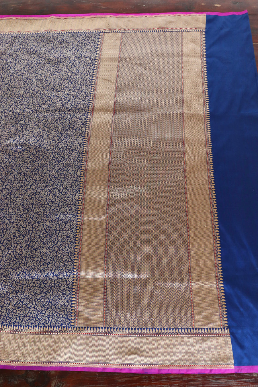 Blue Brocade Jaal Pure Silk Handloom Banarasi Saree