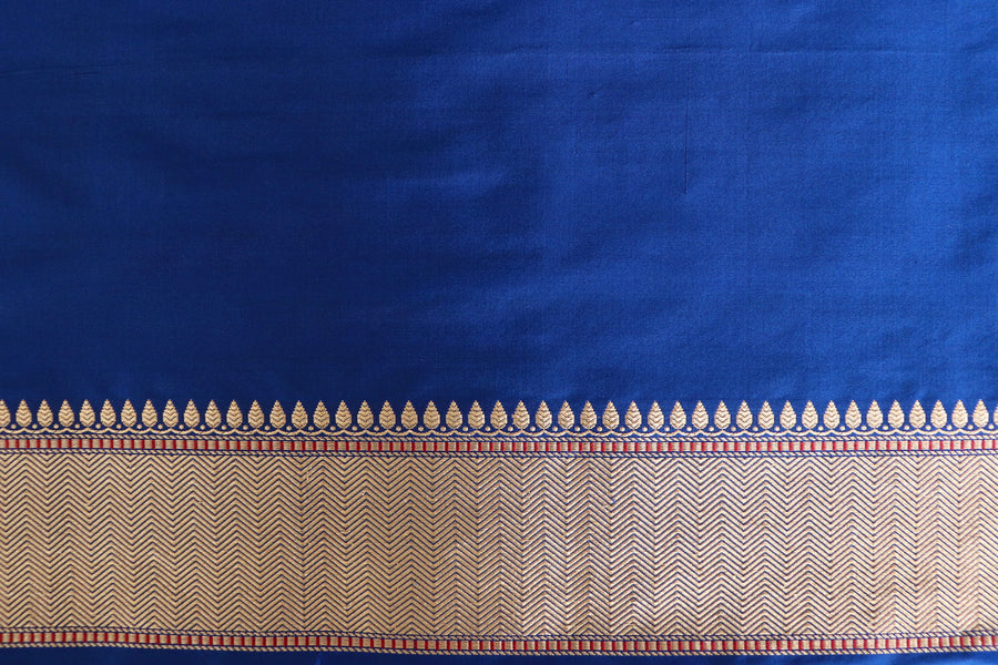 Blue Brocade Jaal Pure Silk Handloom Banarasi Saree