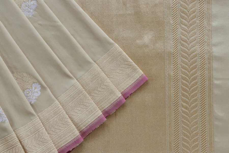 Beige Sona Rupa Pure Silk Banarasi Saree | Stuti Weaves