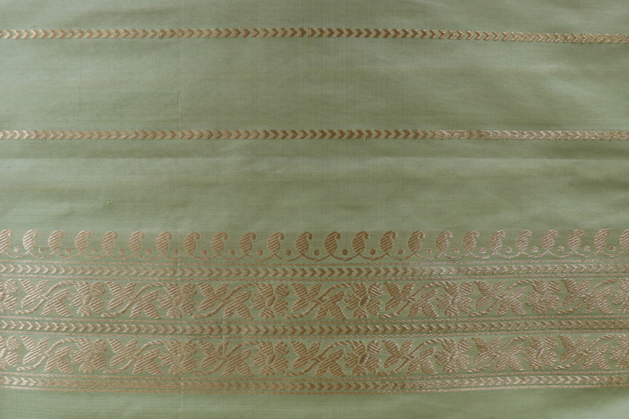 Pista Green Kadhua Pure Silk Banarasi Jangla Handwoven Saree