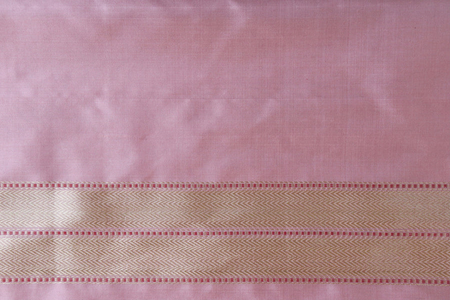 Rose Pink Check Pure Silk Banarasi Saree | Stuti Weaves
