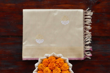 Beige Sona Rupa Pure Silk Banarasi Saree | Stuti Weaves