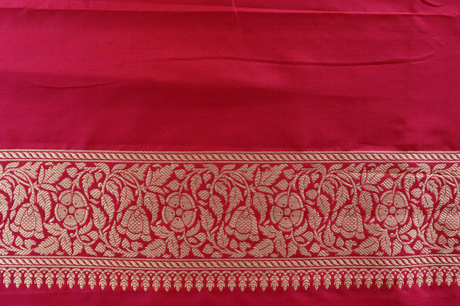Rani Pink Parizaat Motif Pure Kora Silk Handloom Saree