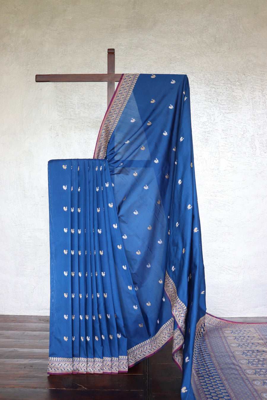 Royal Blue Peacock Buti Pure Silk Handloom Banarasi Saree