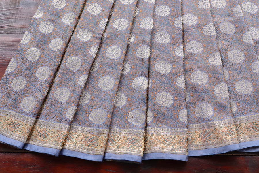 Blouse piece for Grey Jamawar Tanchoi satin silk saree