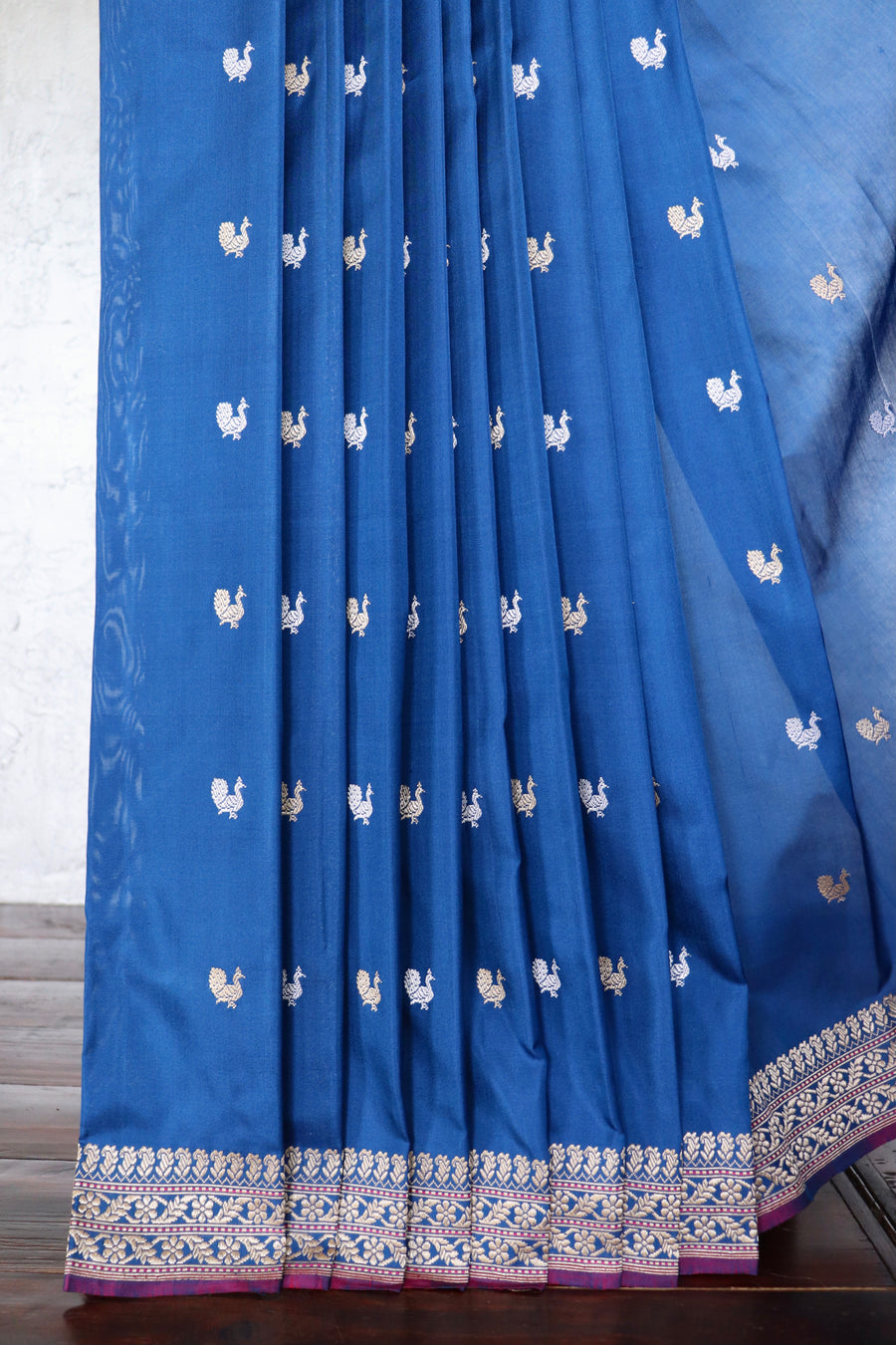 Royal Blue Peacock Buti Pure Silk Handloom Banarasi Saree