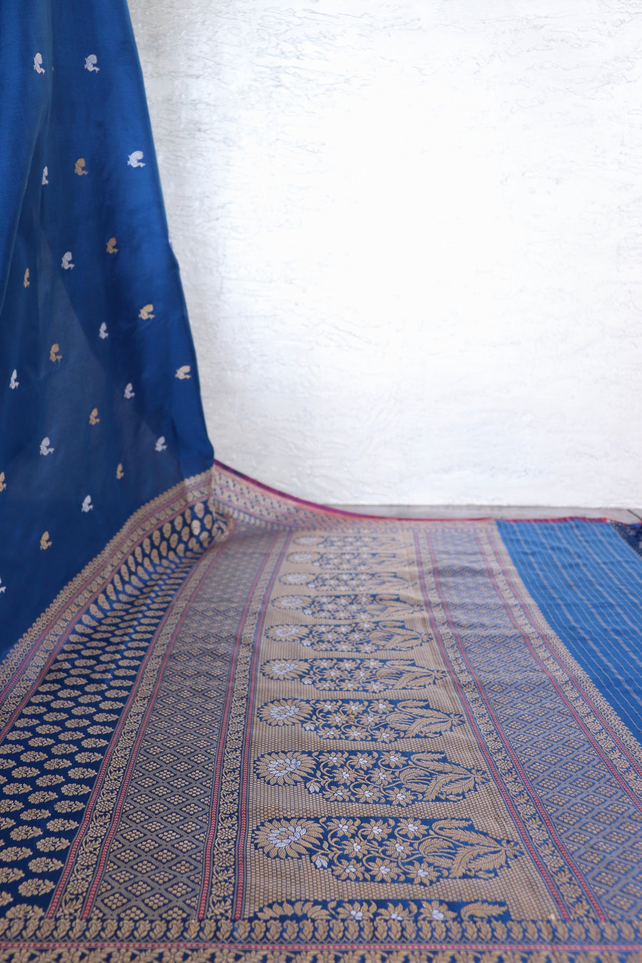 Royal Blue Peacock Buti Pure Silk Handloom Banarasi Saree