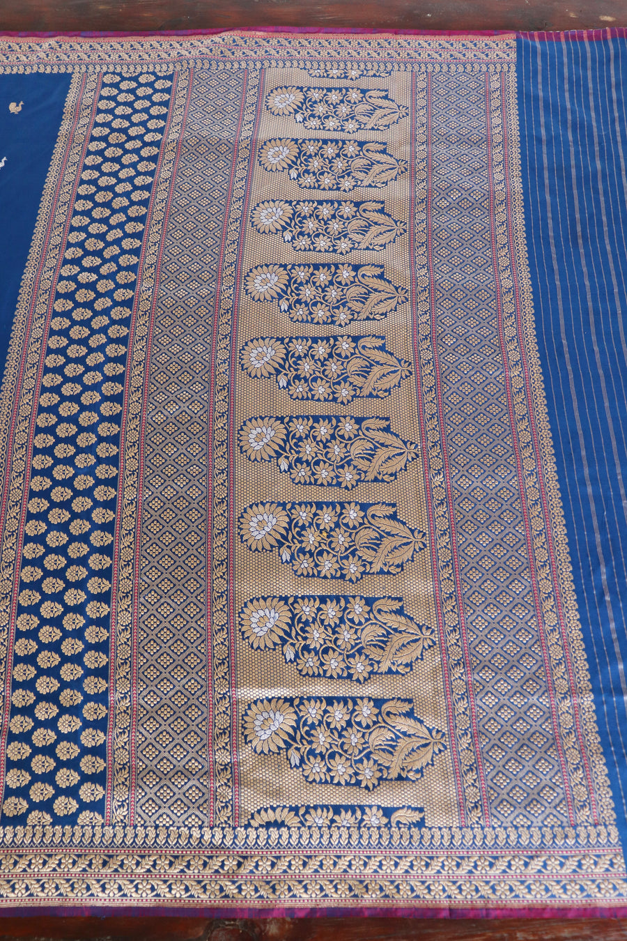Royal Blue Peacock Buti Pure Silk Handloom Banarasi Saree