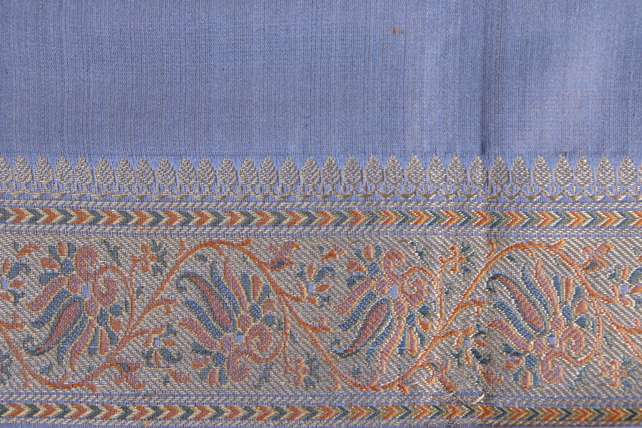 Grey Jamawar Tanchoi Satin Silk Saree