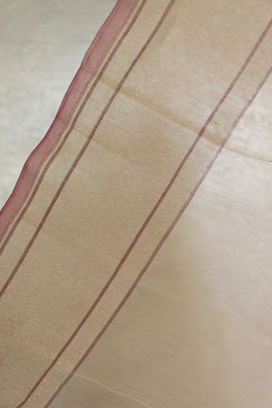 Beige Jamdani Roses Banarsi Kora Organza Saree