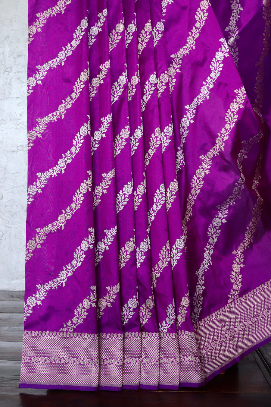 Purple Aada Jangla Pure Katan Silk Banarsi Saree