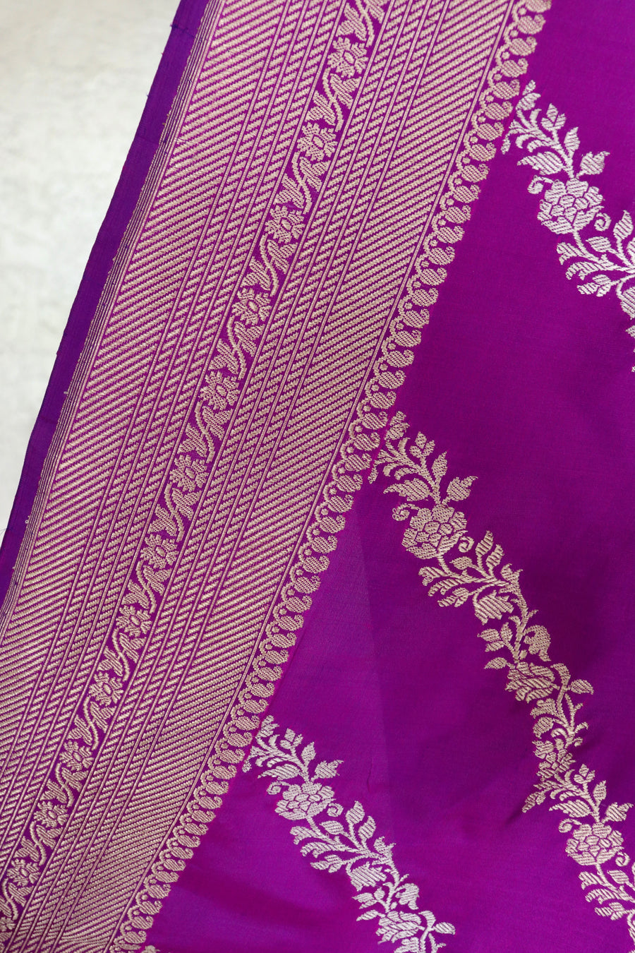 Purple Aada Jangla Pure Katan Silk Banarsi Saree