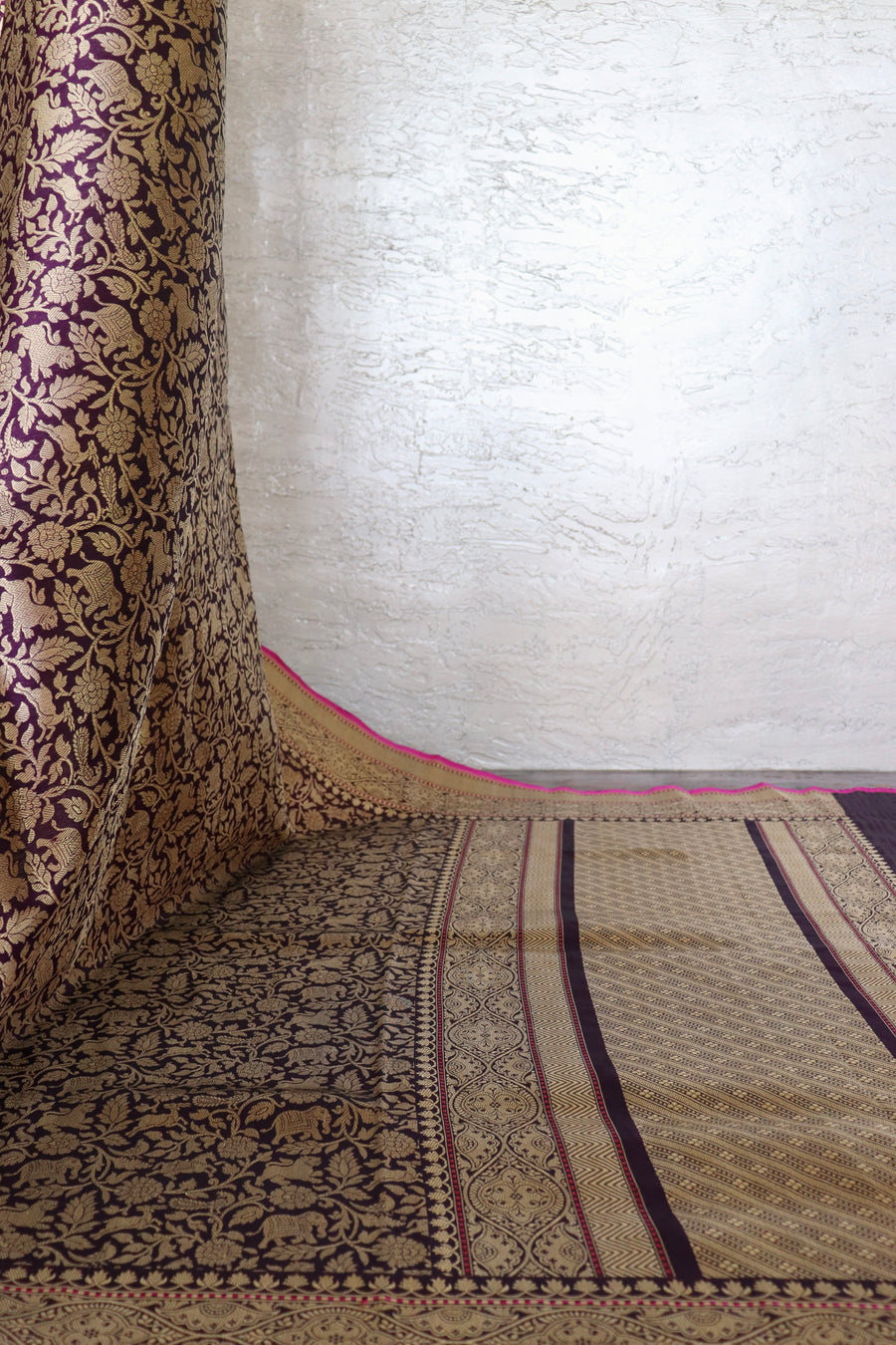 Purple Shikargah Pure Silk Handloom Banarasi Saree