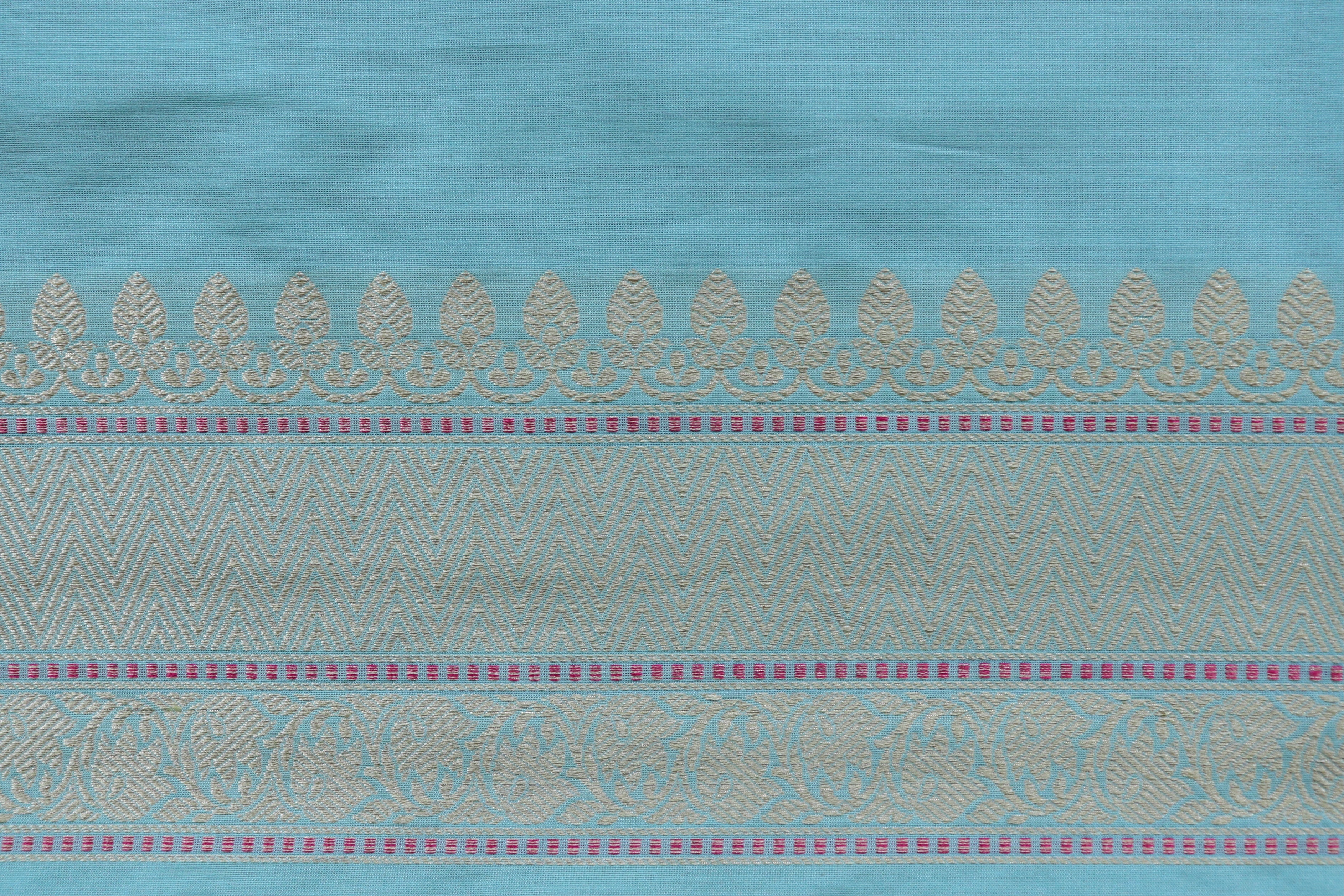 Baby Blue Katan Silk Handloom Banarasi Suit Set
