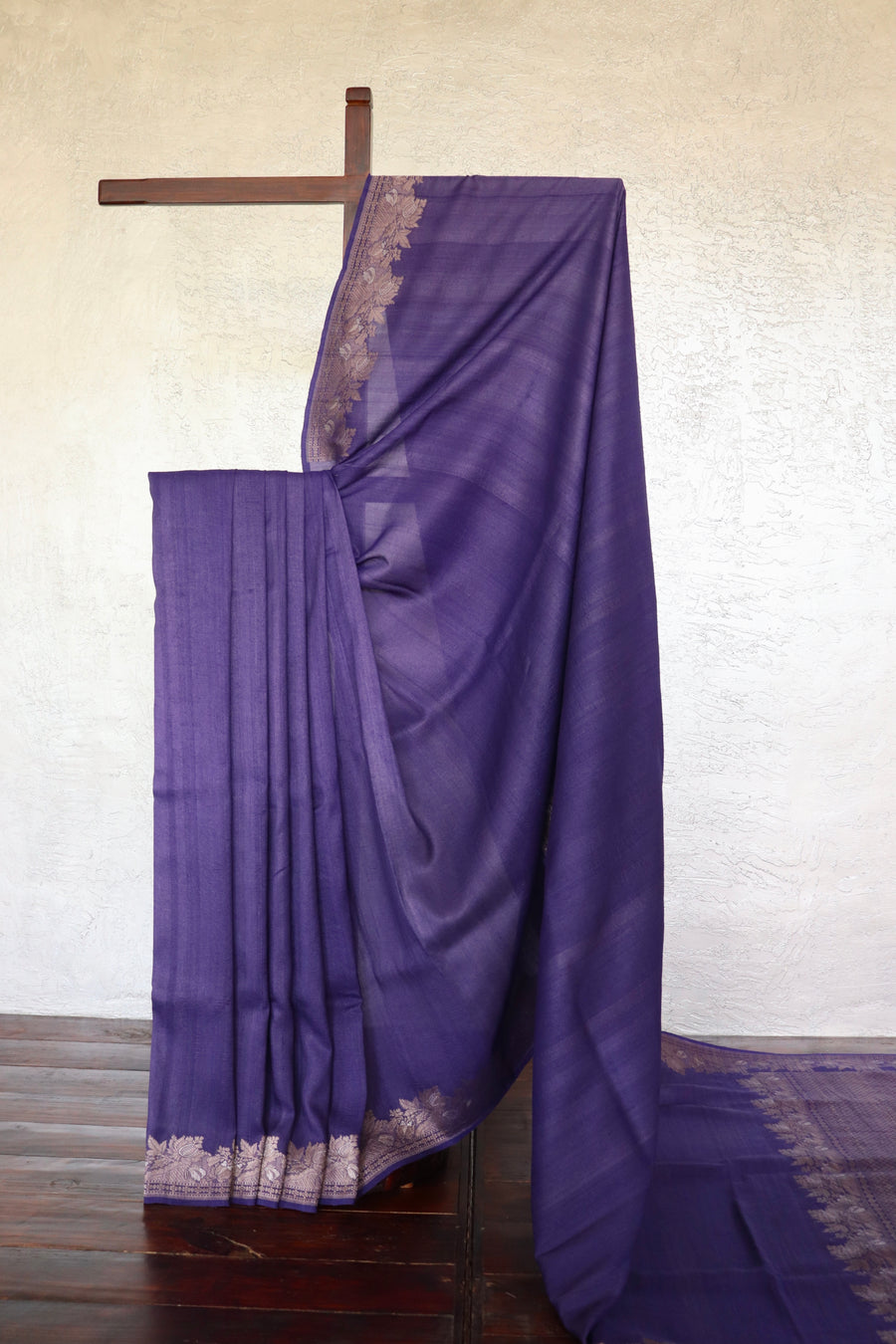 Violet Tussar Silk  Handloom Banarasi Saree