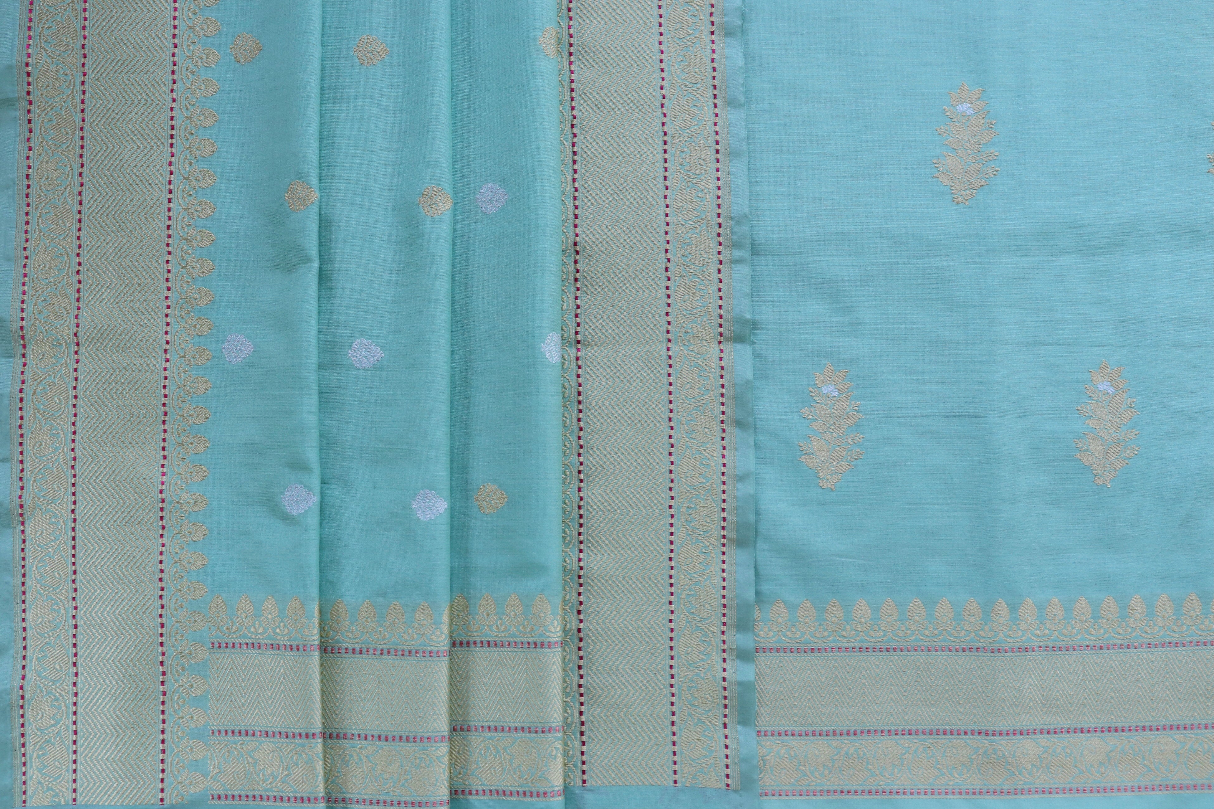 Baby Blue Katan Silk Handloom Banarasi Suit Set