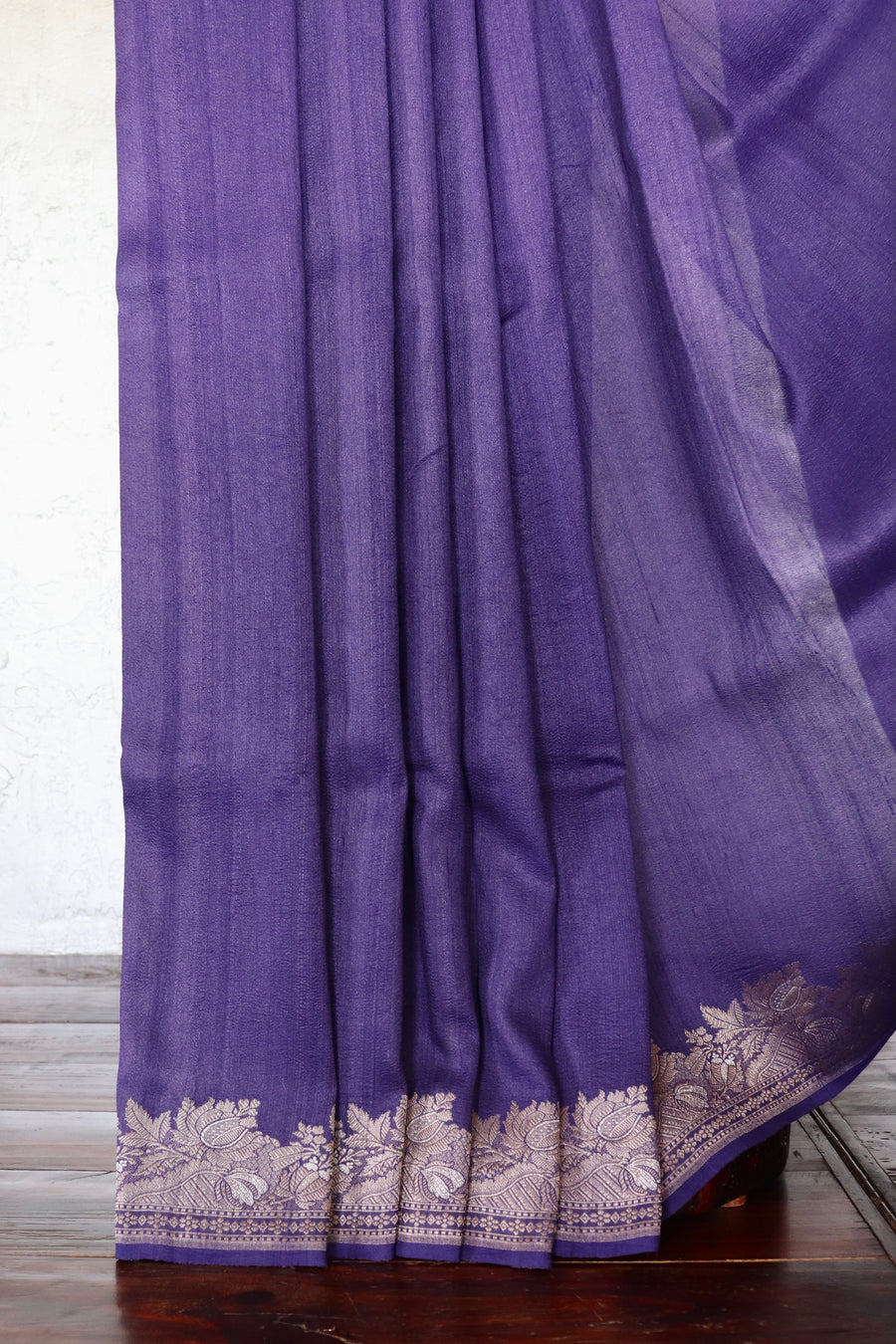 Violet Tussar Silk  Handloom Banarasi Saree