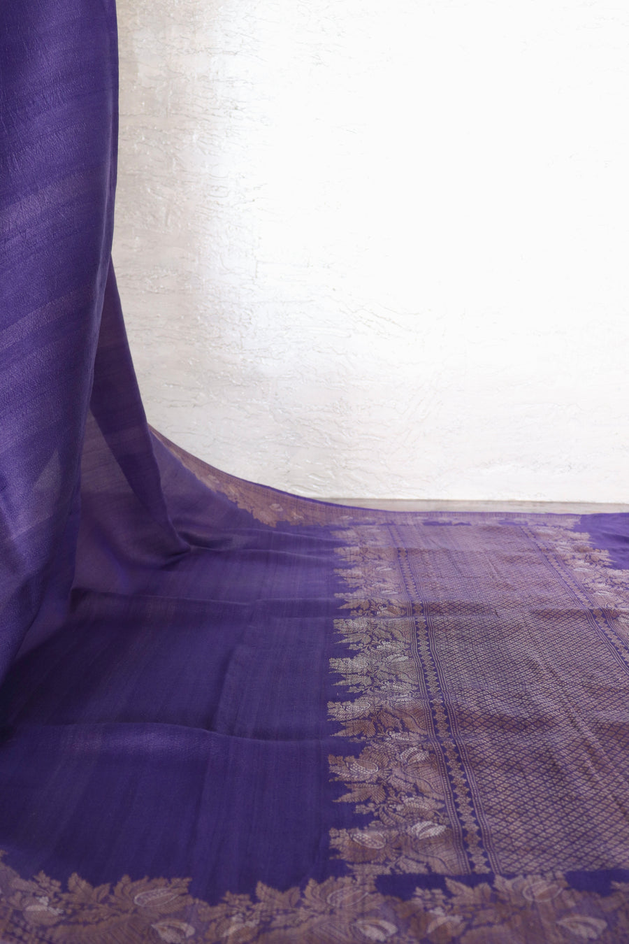 Violet Tussar Silk  Handloom Banarasi Saree
