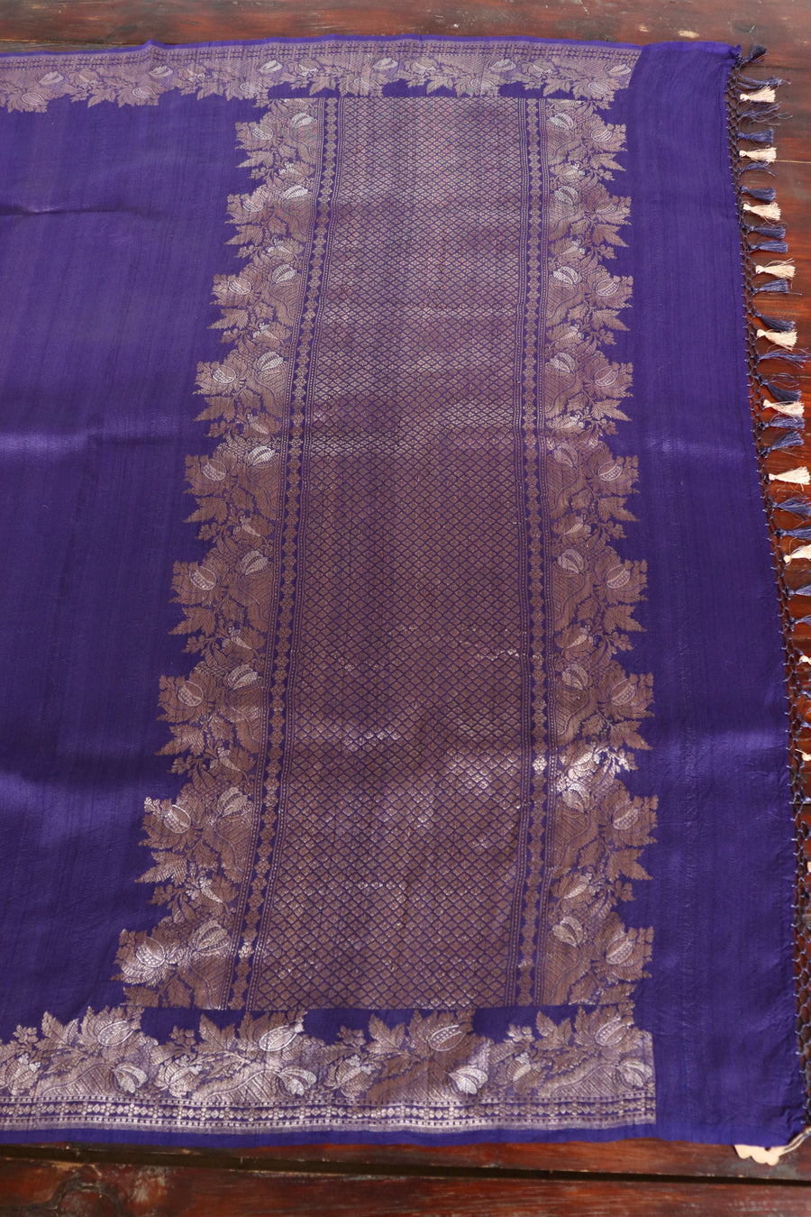 Violet Tussar Silk  Handloom Banarasi Saree