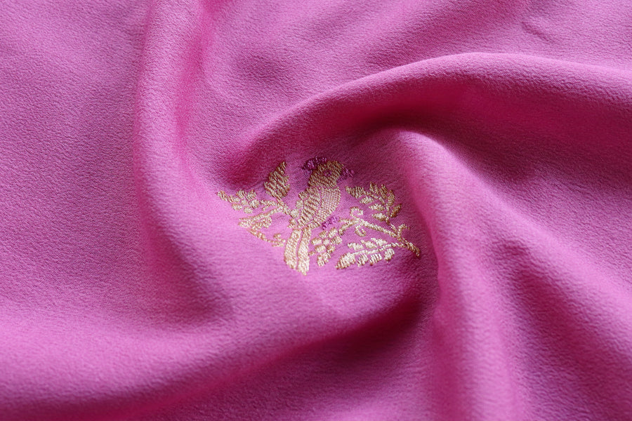 Mauve Bird Buti Kadhua Georgette Silk Handloom Dupatta – view 3