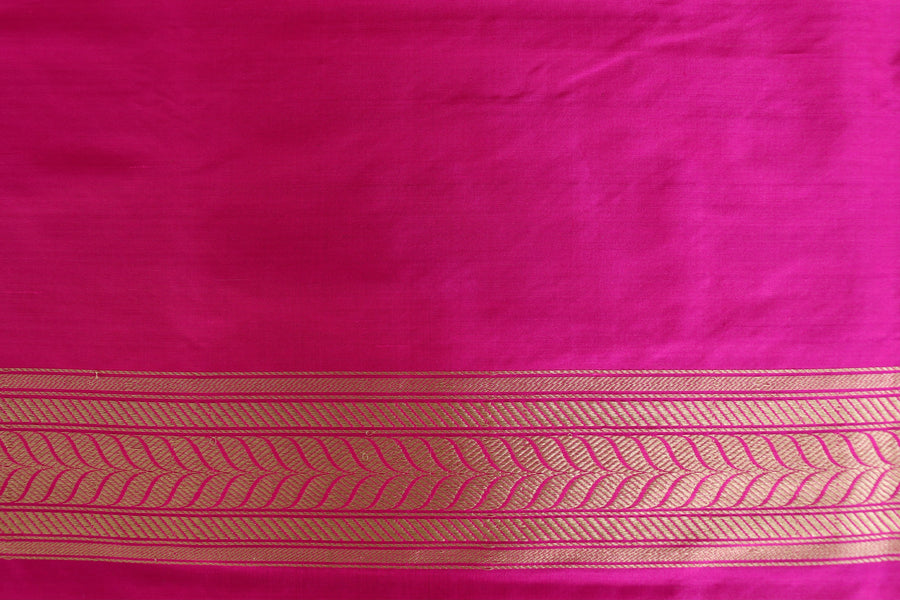 Rani Pink Kadhua Shikargah Pure Silk Handloom Banarasi Saree – view 5
