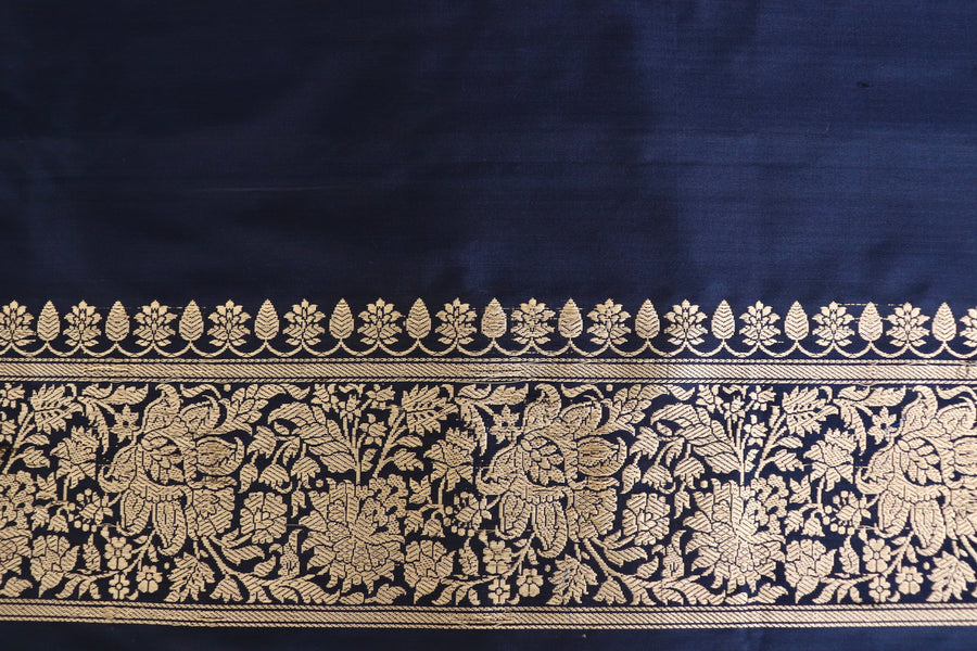 Navy Kimkhab Pure Silk Banarasi Handloom Saree