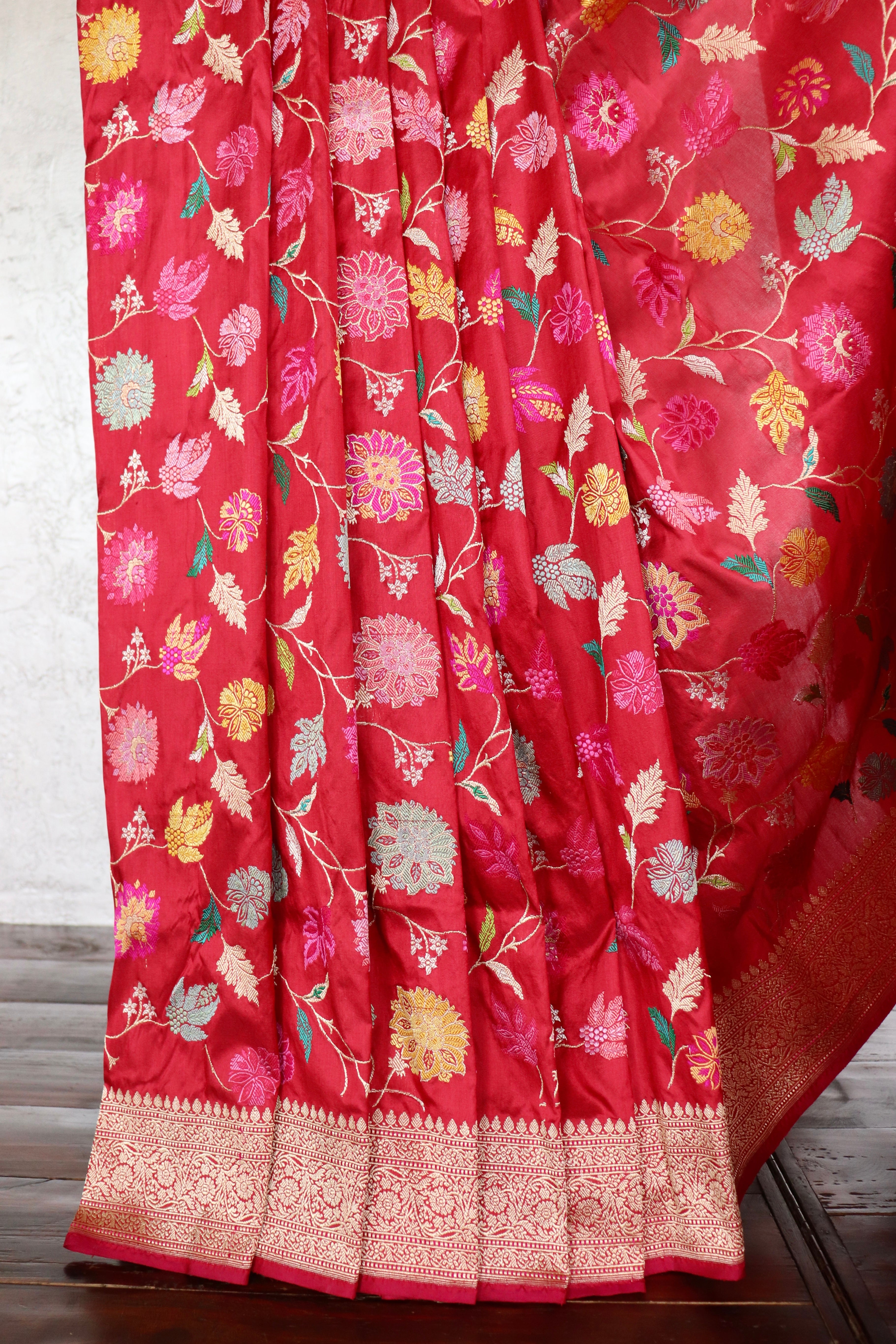 Red Kimkhab Pure Silk Banarasi Handloom Saree