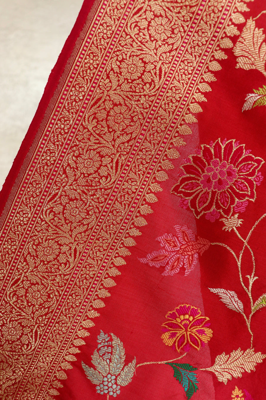 Red Kimkhab Pure Silk Banarasi Handloom Saree – view 7