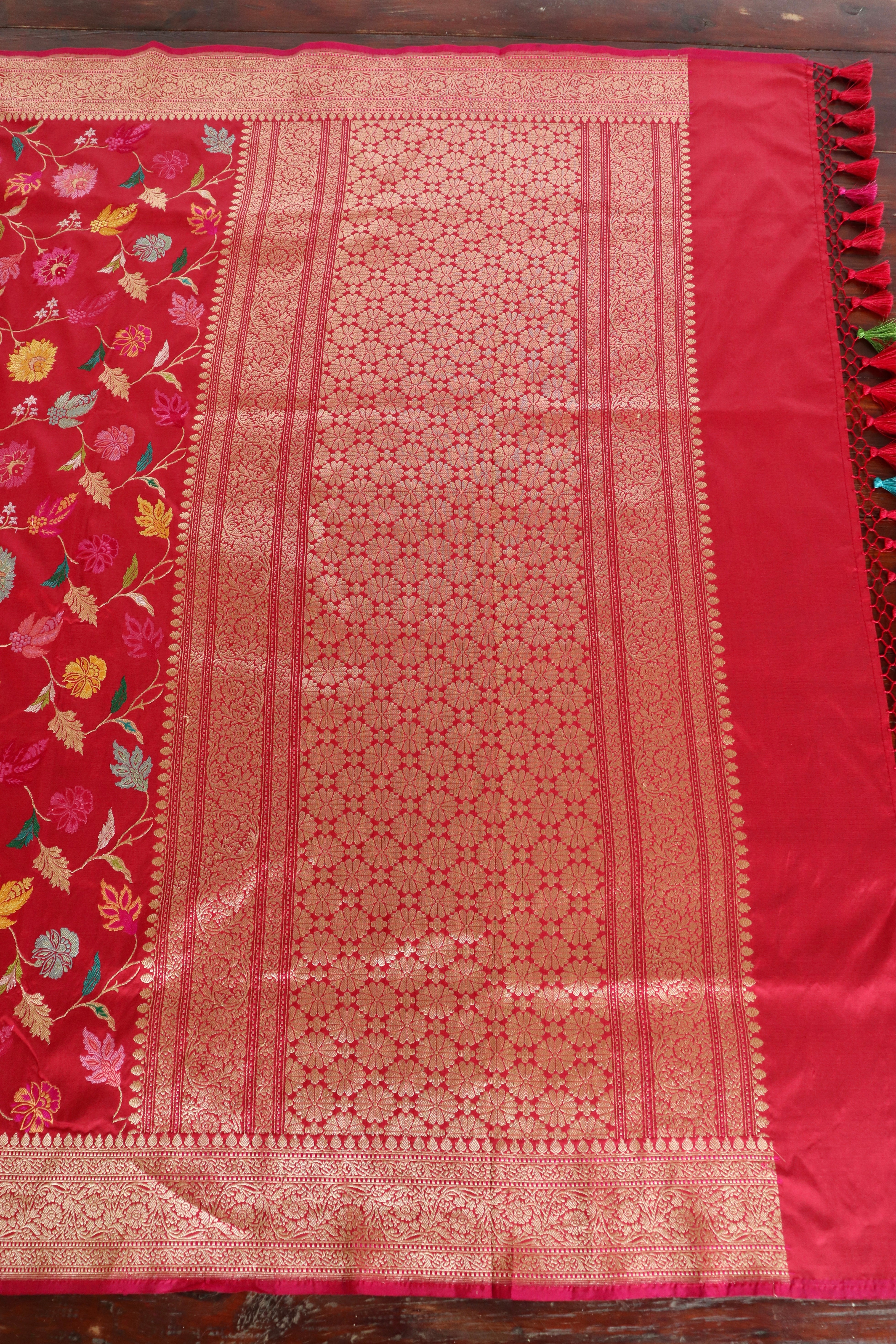 Red Kimkhab Pure Silk Banarasi Handloom Saree