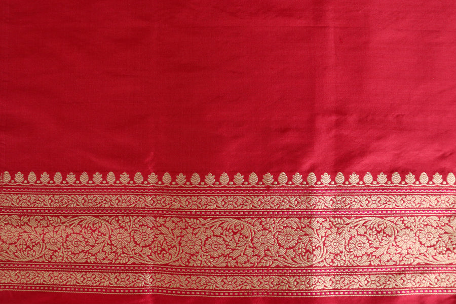 Red Kimkhab Pure Silk Banarasi Handloom Saree – view 5