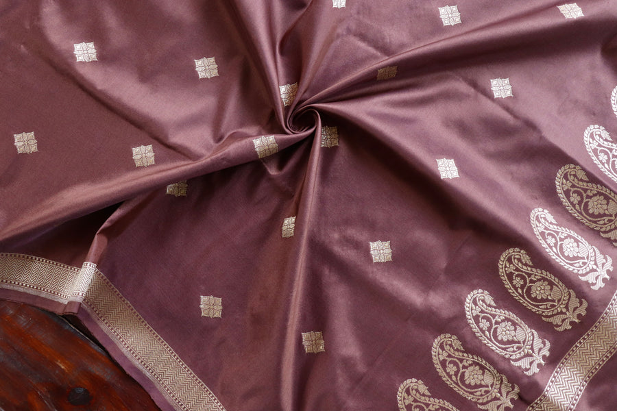 Brown Paisley Buti Handloom Banarasi Silk Dupatta