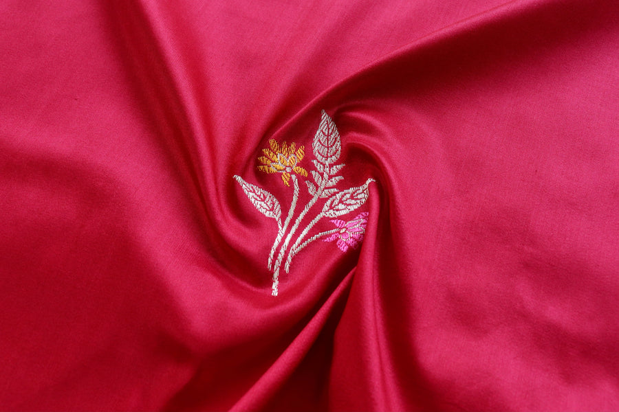 Red Leaf Motif Pure Silk Handloom Banarasi Dupatta