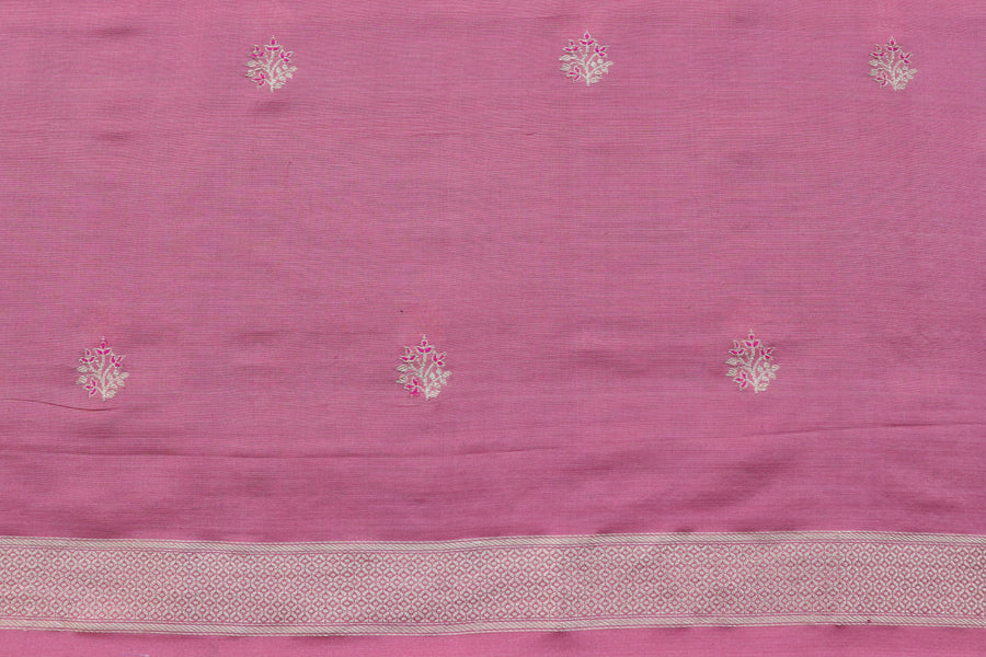 Light Pink Meenakari Buti Banarasi Silk By Cotton Suit Set