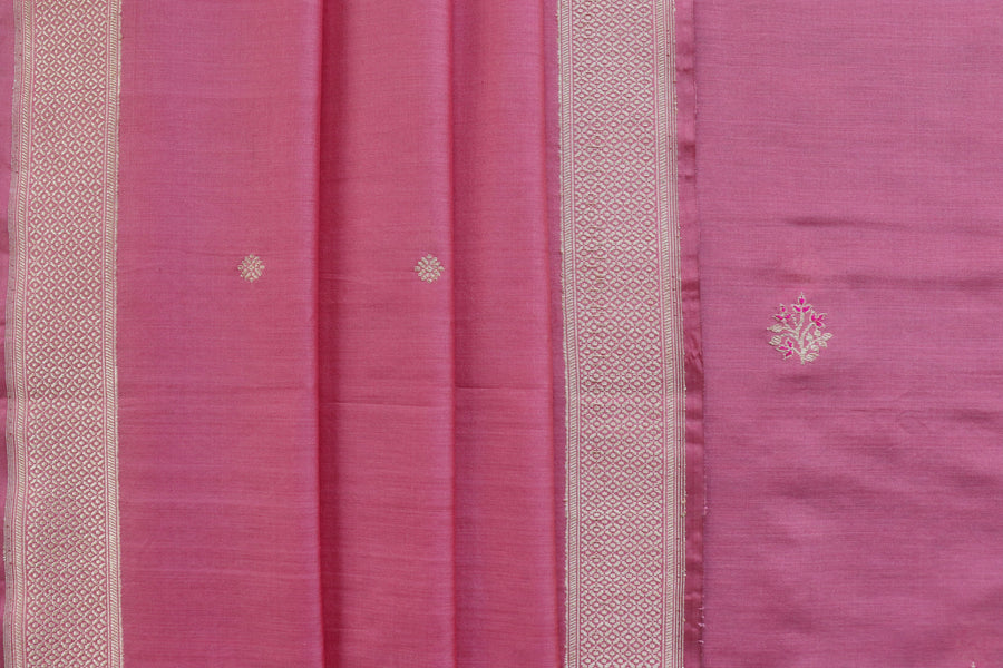 Light Pink Meenakari Buti Banarasi Silk By Cotton Suit Set
