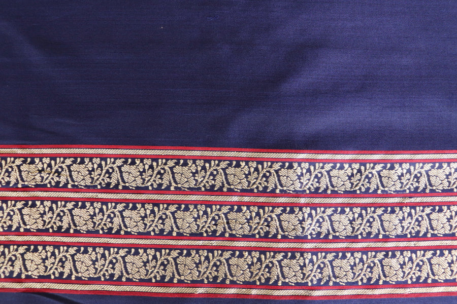 Navy Cypress Buti Motif Pure Silk Handloom Banarasi Saree