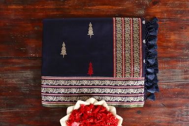 Handloom Banarsi saree with buti motifs in pure silk