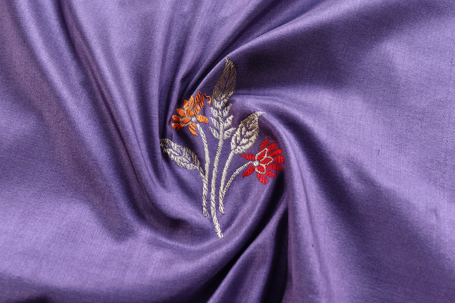 Lavender Leaf Motif Pure Silk Handloom Banarasi Dupatta – view 3