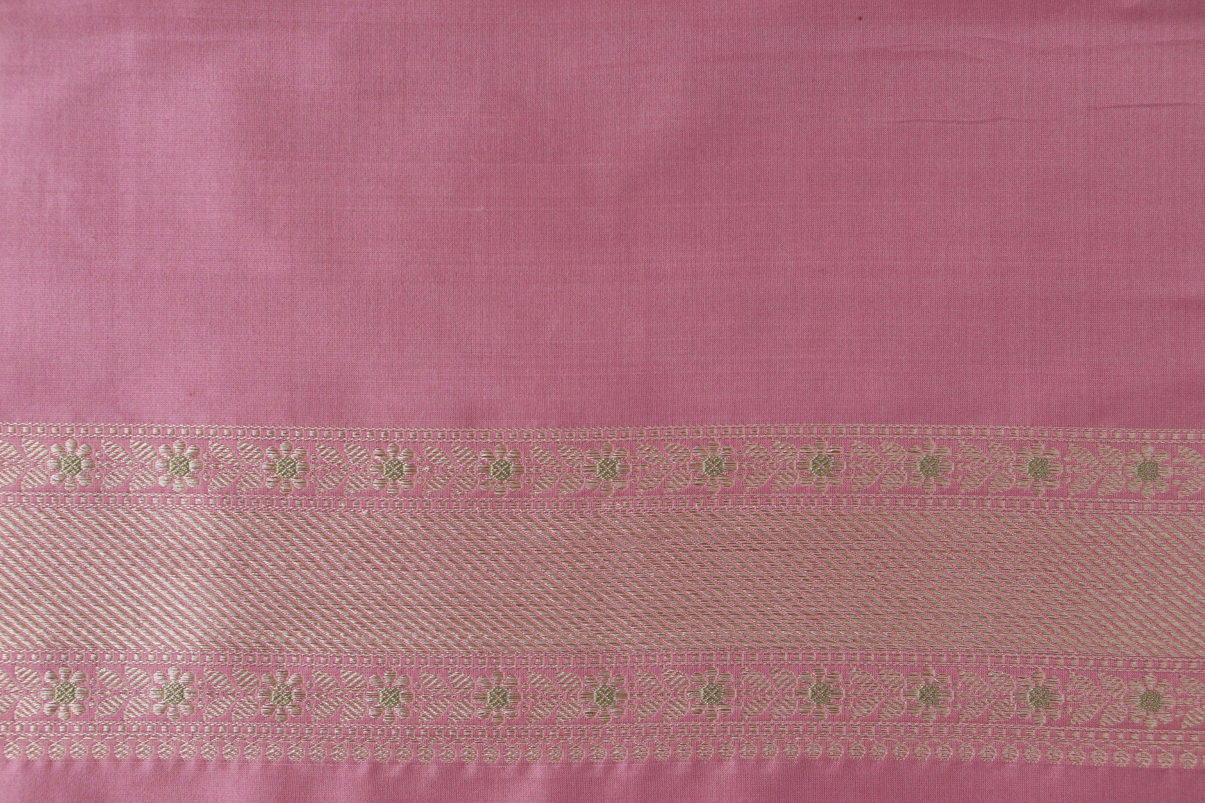 Rose Pink Meenadar Adda Tanchoi Pure Silk Handloom Banarasi Saree