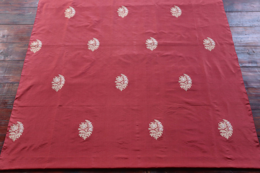 Maroon Floral Motif Kadhua Pure Silk Handloom Banarasi Fabric Thaan