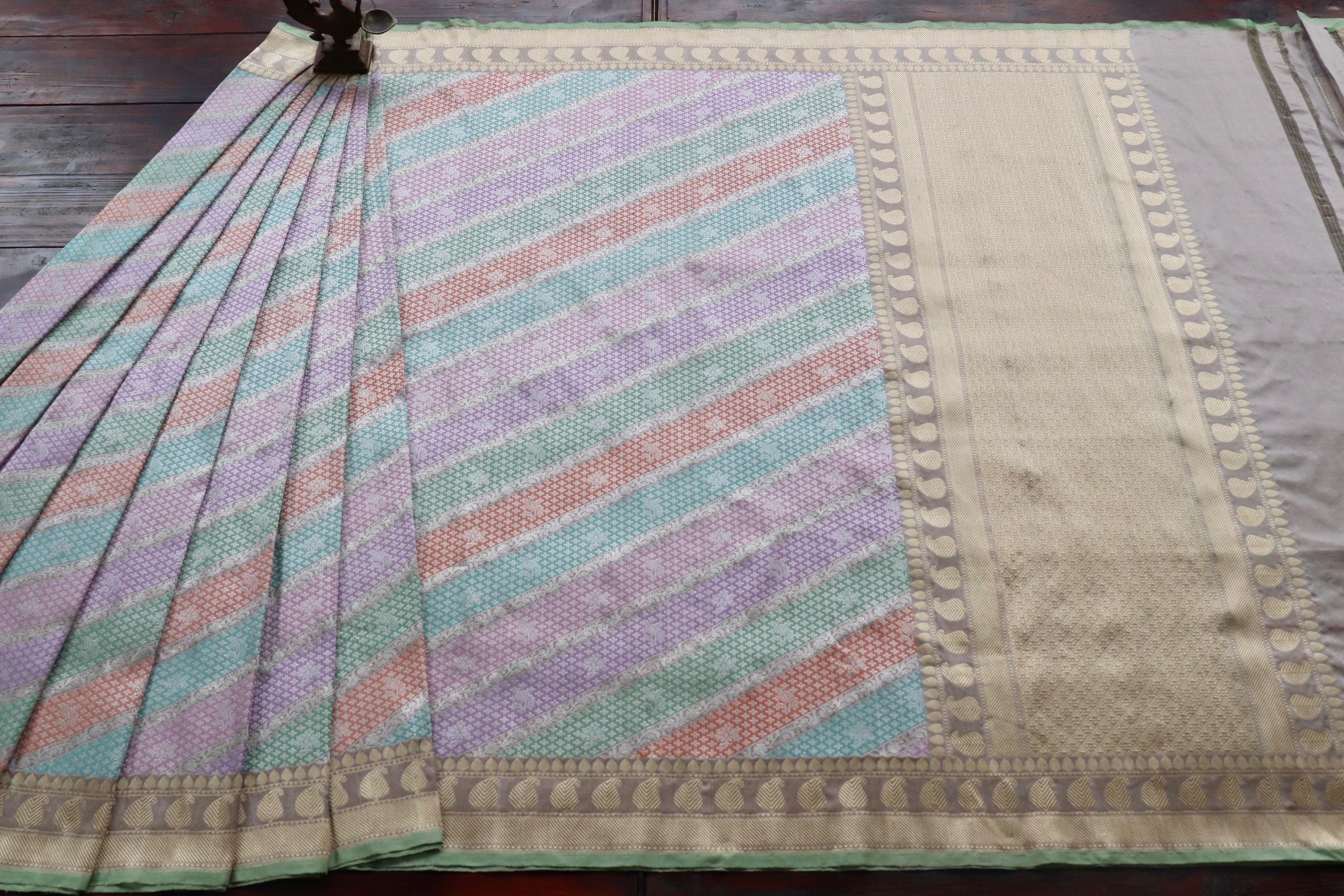 Multicolour Handwoven Rangkaat Taanchoi Silk Saree