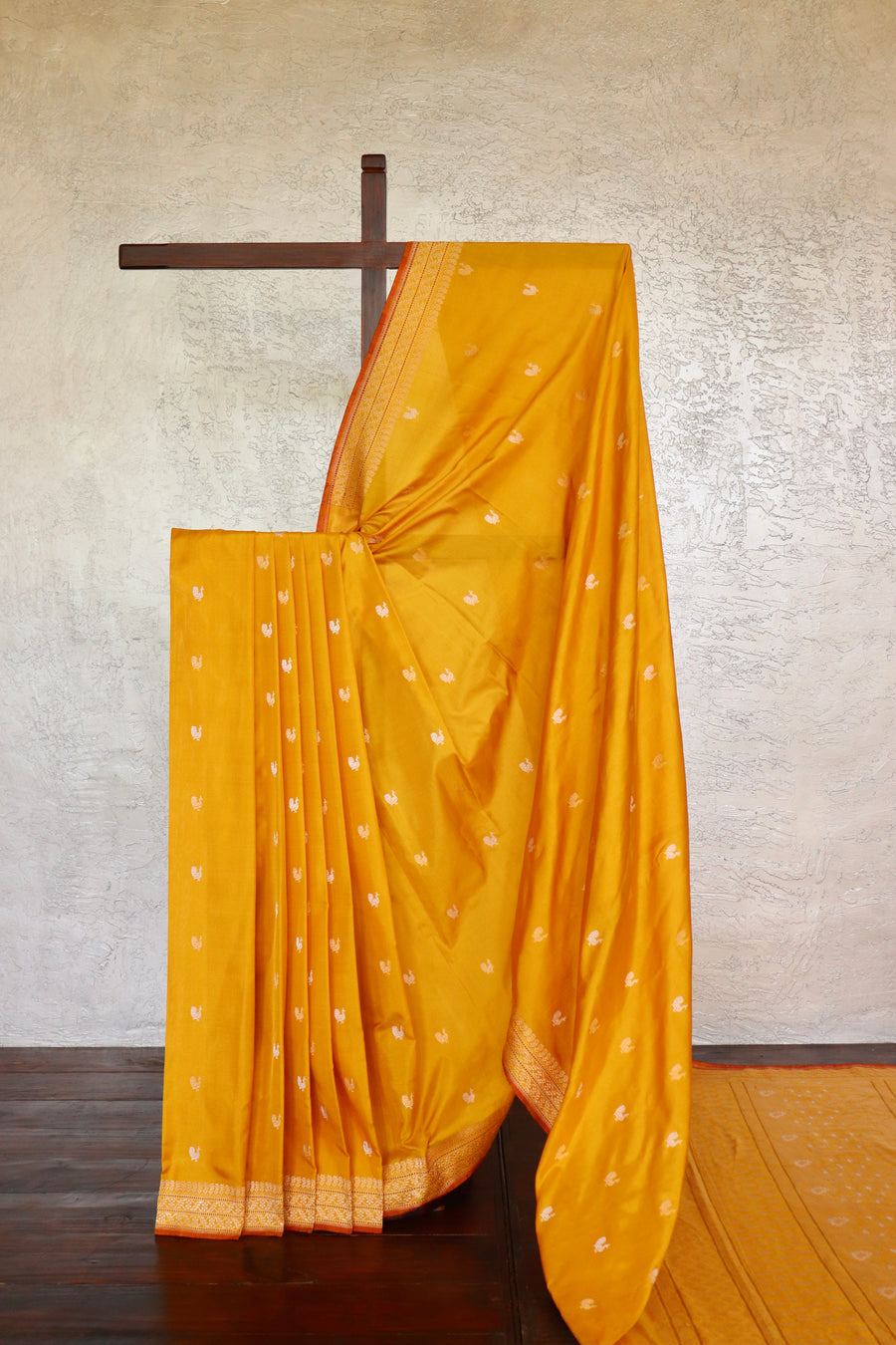 Yellow Peacock Motif Pure Silk Handloom Banarasi Saree