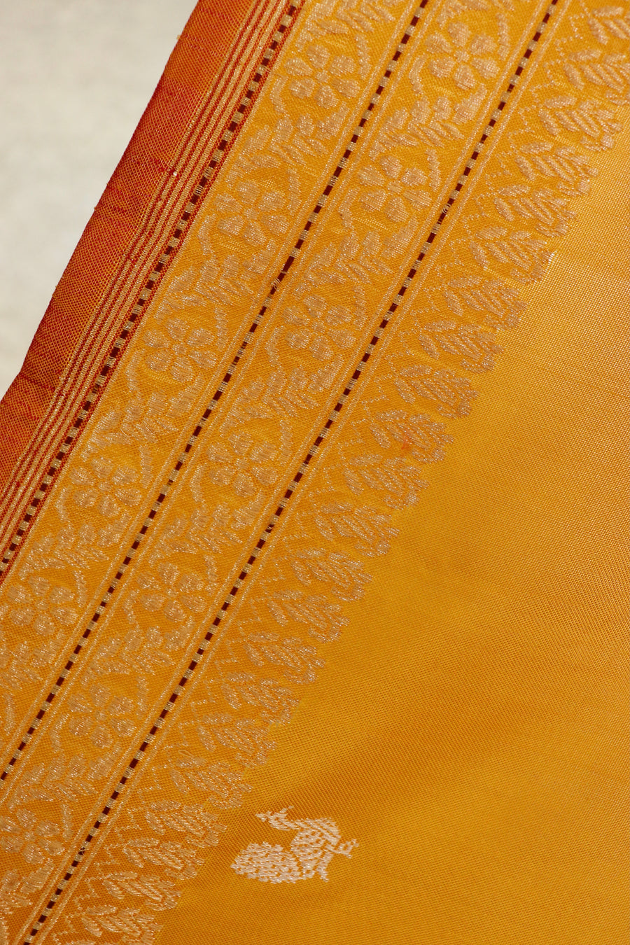 Yellow Peacock Motif Pure Silk Handloom Banarasi Saree