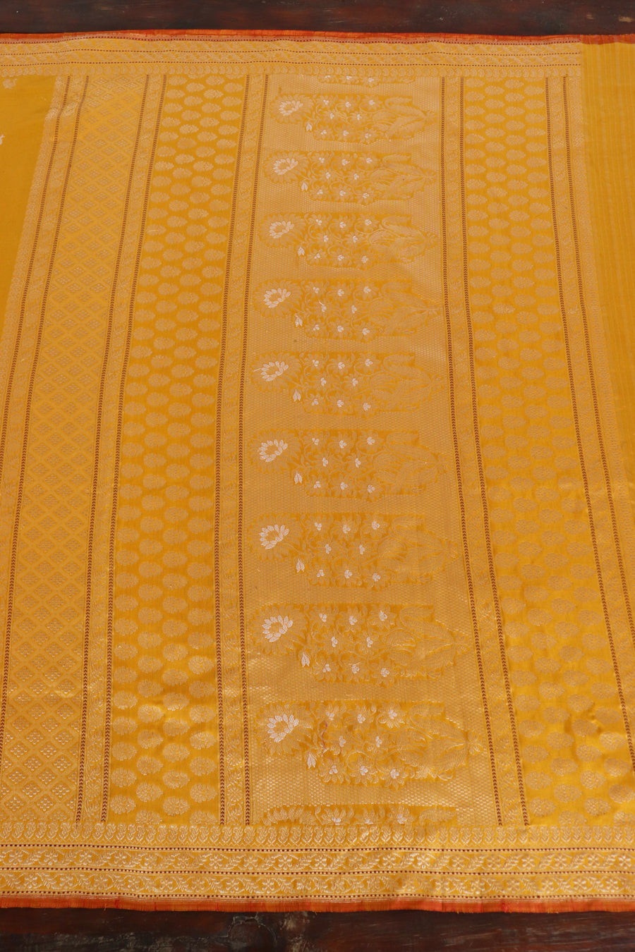 Yellow Peacock Motif Pure Silk Handloom Banarasi Saree