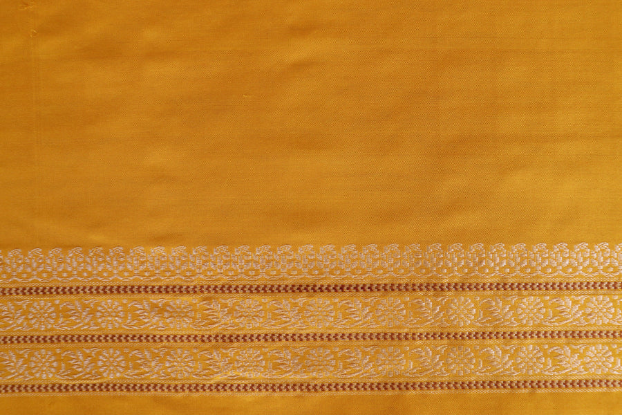 Yellow Peacock Motif Pure Silk Handloom Banarasi Saree