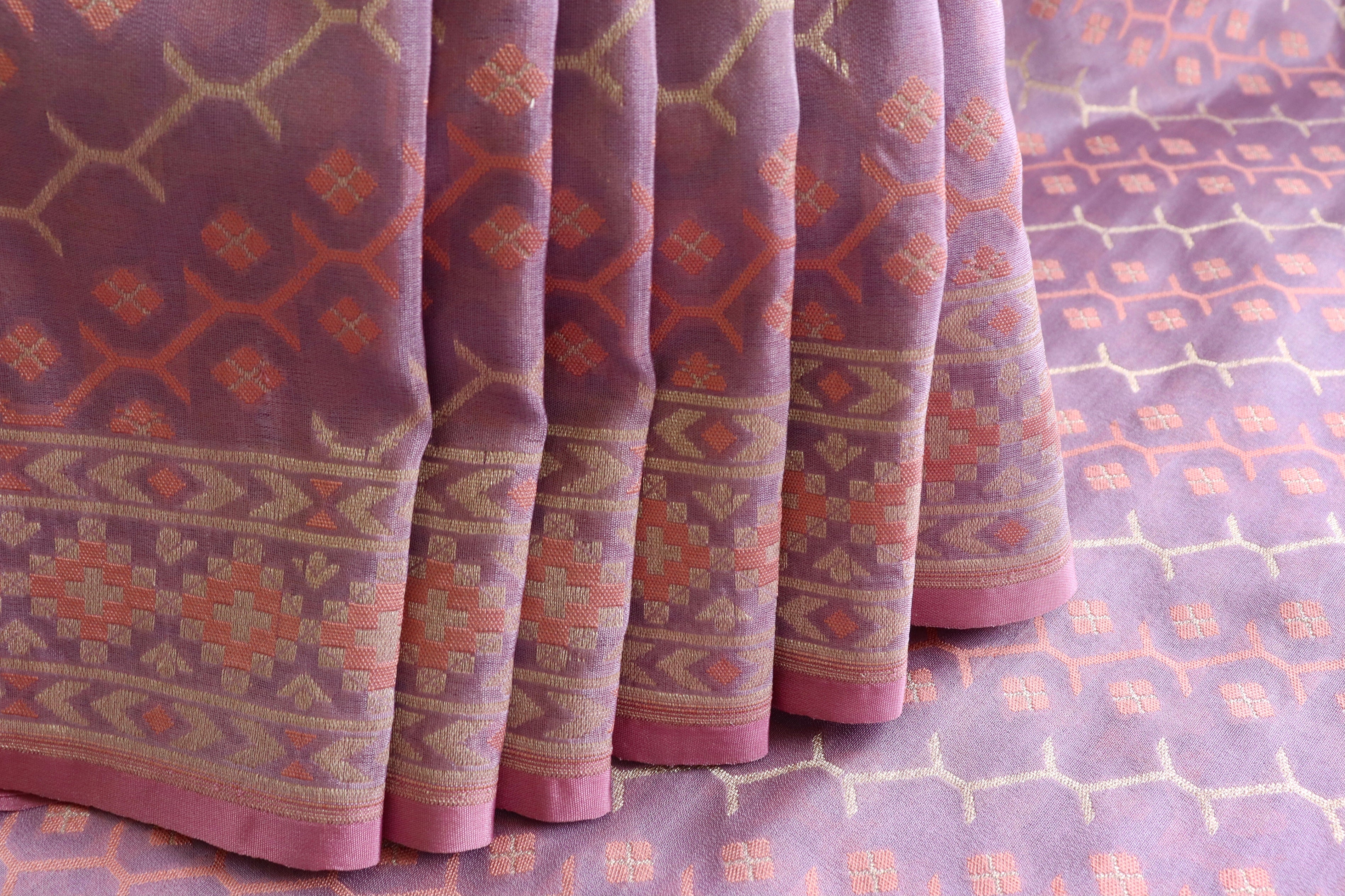 Lilac Summer Silk Pure Silk Handloom Banarasi Saree