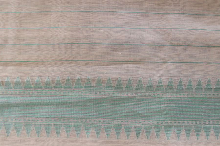 Ivory Cotton Cutwork Banarasi Handloom Saree