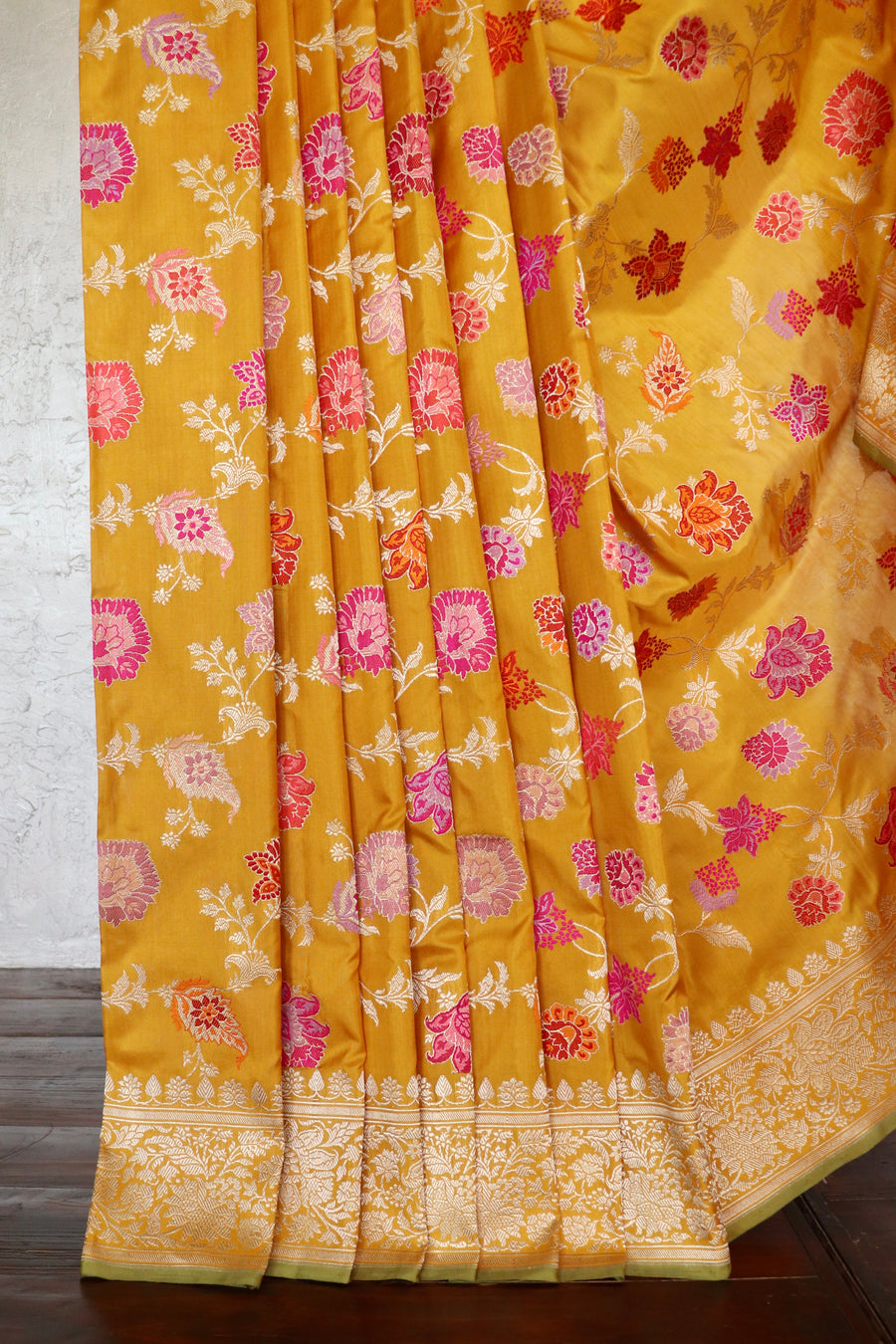 Yellow Kimkhab Pure Silk Banarasi Handloom Saree