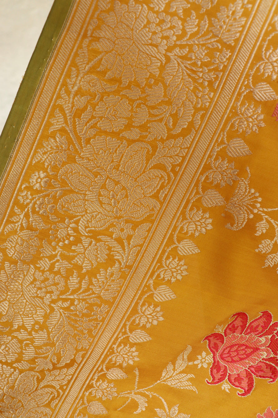Yellow Kimkhab Pure Silk Banarasi Handloom Saree