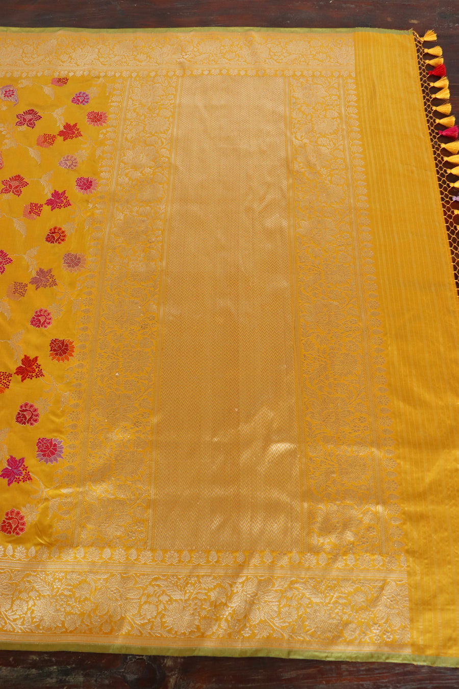 Yellow Kimkhab Pure Silk Banarasi Handloom Saree