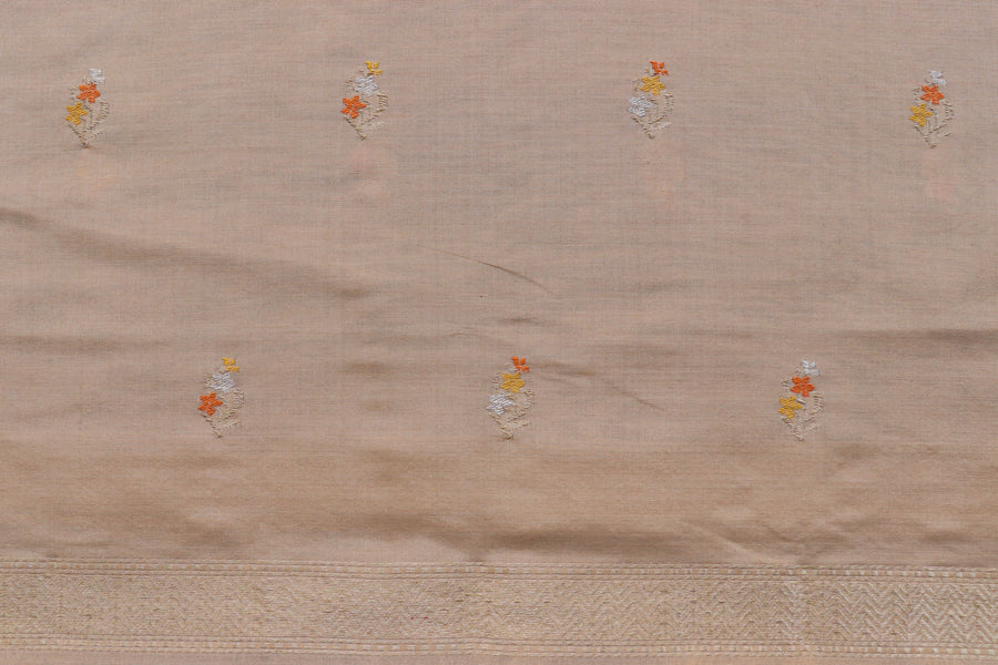 Ivory and Brown Meenakari Buti Banarasi Silk By Cotton Suit Set